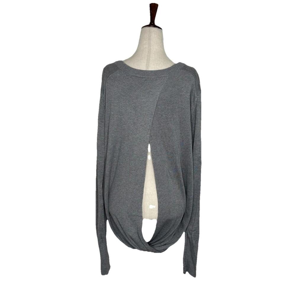 Lululemon Bring It Backbend Open Back Sweater 12 Cashmere Blend Pullover Gray - Picture 5 of 7